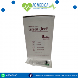 Caja de jeringas Green Ject 5cc 100 unidades
