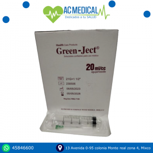 Caja de jeringas Green Ject 20cc 50 unidades