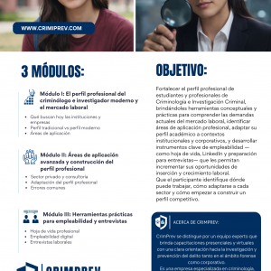 CAPACITACIÓN: De la universidad al terreno - Perfil profesional del criminólogo, criminalista e investigador moderno