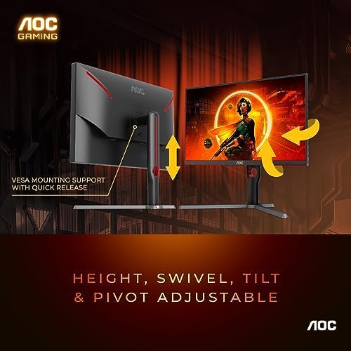 AOC Q27G3XMN 27" QHD Gaming Monitor, 2560x1440, Mini LED, 180Hz 1ms GtG, HDR 1000, sRGB137.5%, HDMI 2.0 x 1, DisplayPort 1.4 x1, Adaptive Sync, 3-Year Zero-Bright-dot
