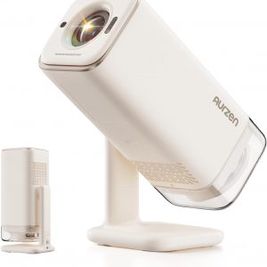 Aurzen BOOM Air - Proyector portátil Google TV con WiFi y Bluetooth, alimentado por USB-C, proyector inteligente para películas al aire libre y en casa, compatible con 4K, enfoque en tiempo real