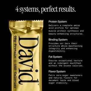David High Protein Bars No Sugar - Sugar Free Protein Bars, Low Carb, Gluten Free - 28g of Protein, 150 Calories - David Bar On-The-Go Snack - Fudge Brownie Flavor, Pack of 12