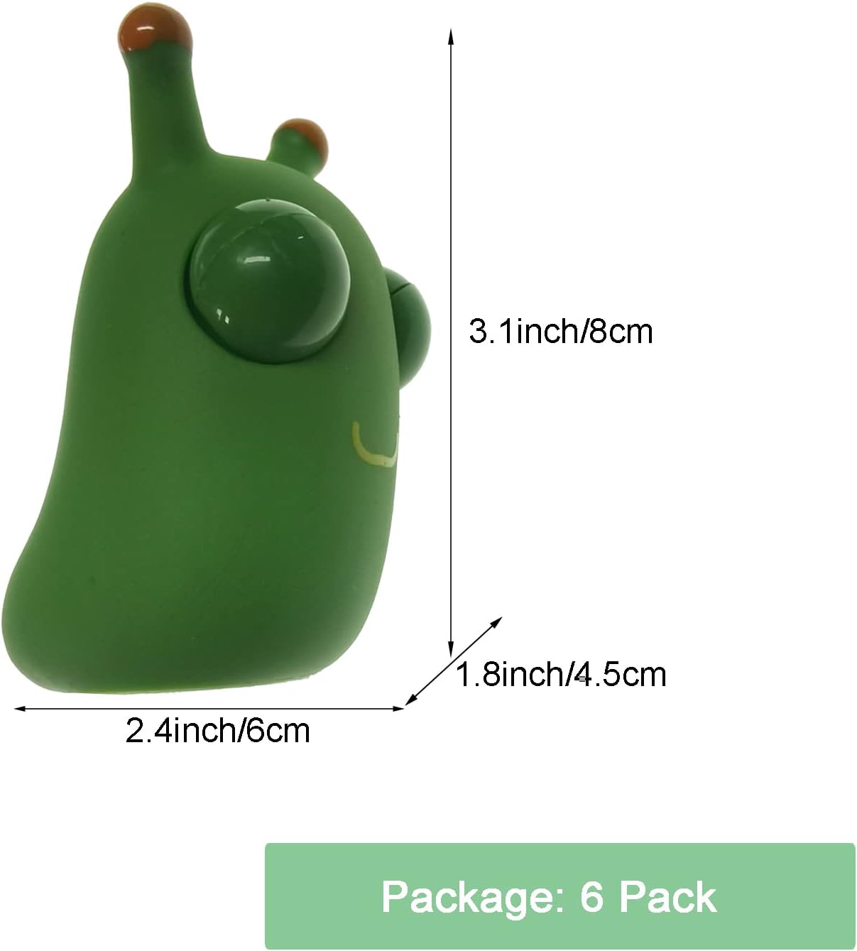Divertidos juguetes para el estrés con forma de gusano de hierba, paquete de 6 gusanos que rebotan los ojos, juguetes divertidos para apretar, regalo para adultos y niños