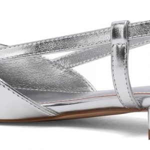 Slingback Flats for Women Two Toned Double Strap Block Low Heel Flats Classic Womens Sandals Comfortable Dressy