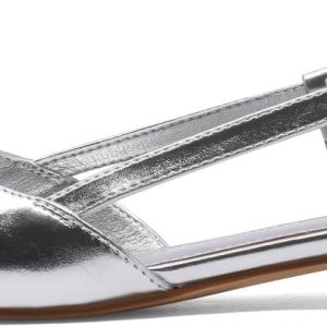 Slingback Flats for Women Two Toned Double Strap Block Low Heel Flats Classic Womens Sandals Comfortable Dressy