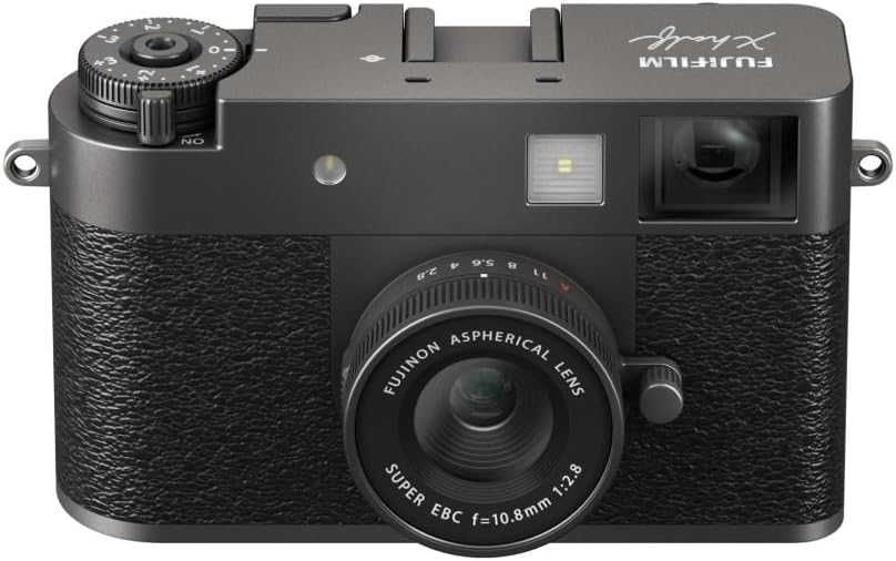 FUJIFILM X Half Premium Compact Camera | Charcoal Silver Bundled with 64GB Memory Card + Extra Battery + Charger + Cleaning Kit + Microfiber Cloth (7 Items)