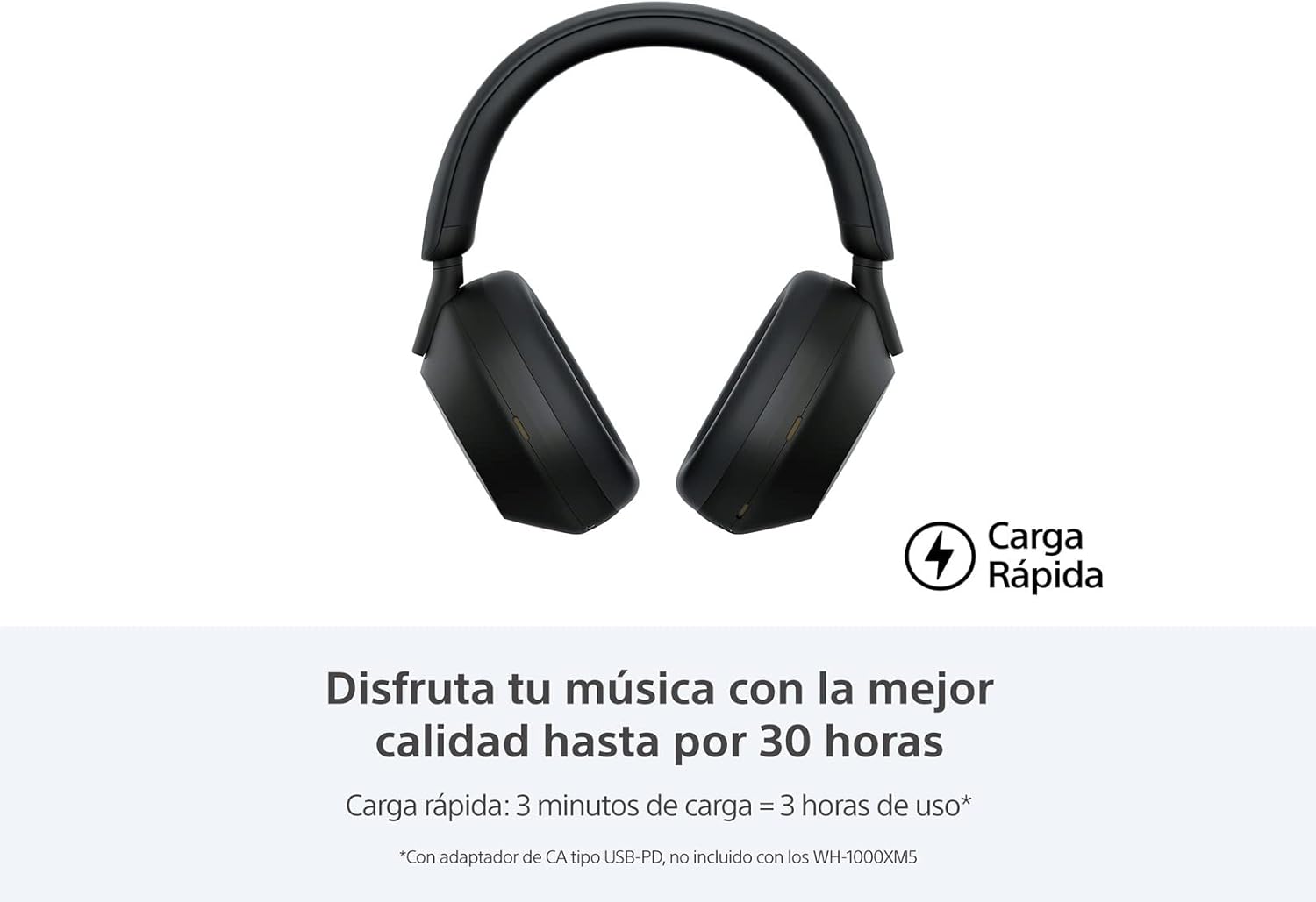 Sony WH-1000XM5 - Auriculares inalámbricos con cancelación de ruido, duración de la batería de 30 horas, estilo sobre la oreja, optimizados para Alexa y Google Assistant, micrófono integrado para