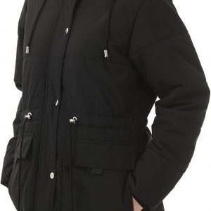 MOERDENG Women's Warm Winter Puffer Coat Thicken Fleece Lined Down Jacket Faux Fur Detachable Hood Snow Parka