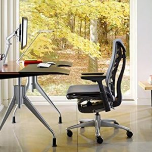 Herman Miller Silla de Oficina Ergonómica Embody | Brazos Totalmente Ajustables y Ruedas para Alfombra | Black Rhythm