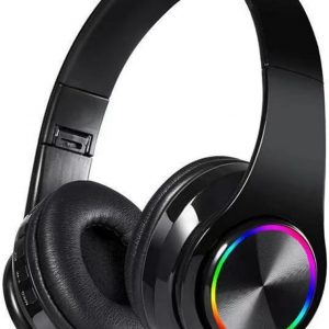 Auriculares Bluetooth sobre la oreja, auriculares inalámbricos con reducción de ruido y micrófono/bajo profundo, auriculares LED plegables y ligeros HiFi estéreo para PC, hogar, viajes