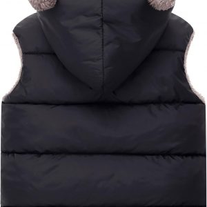 AIWUHE Toddler Boys Girls Hooded Puffer Vest Padded Warm Winter Jacket Sleeveless Bear ears Zipper Up Coat with pocket 1-7Y