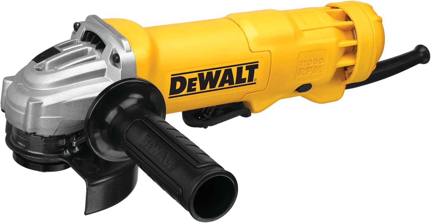 DEWALT Angle Grinder, 4.5 Inch, 11 Amp, 11,000 rpm, With Paddle Switch, Ergonomic Compact Design Grinder Tool (DWE402)