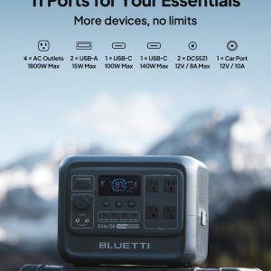BLUETTI Elite 100 V2 Estación de Energía Portátil (2025 Nueva), Batería de Respaldo LiFePO4 de 1024Wh con 4 Tomas de CA de 1800W (3600W Pico), 35% Más Pequeña, Generador Solar para Camping