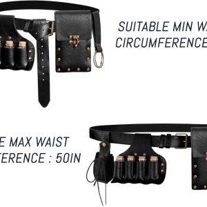 Renaissance Belt Pouch Set Include Potion Bottle| Fanny Pack| Coin Purse| Skirt Hike Loop| Belt, Perfect for Renaissance Faire & Cosplay Costume Accessories (Black-AA)