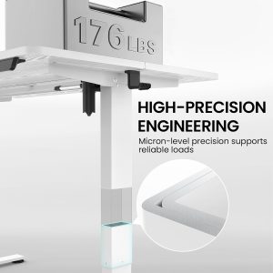 Veken 55 x 23.6 Inch Electric Standing Desk with Adjustable Height, Sit to Stand Computer Table for Study, Work or Gaming, Home Office Desk White