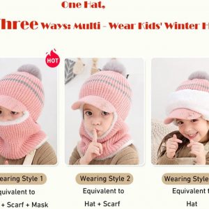 Gorro cálido de invierno para niños, gorro de forro polar con solapa para orejas con visera, gorro de punto grueso para bebés niños de 2 a 7 años de clima frío