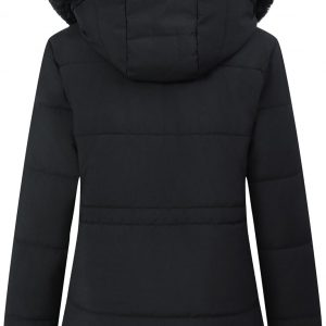 MOERDENG Women's Warm Winter Puffer Coat Thicken Fleece Lined Down Jacket Faux Fur Detachable Hood Snow Parka