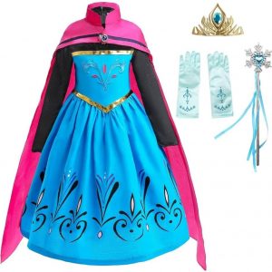Dressy Daisy Girls Ice Princess Snow Queen Coronation Dress Up Costume with Cape Halloween Christmas Party Outfit