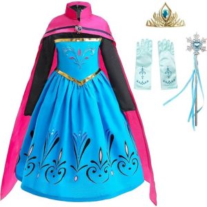 Dressy Daisy Girls Ice Princess Snow Queen Coronation Dress Up Costume with Cape Halloween Christmas Party Outfit