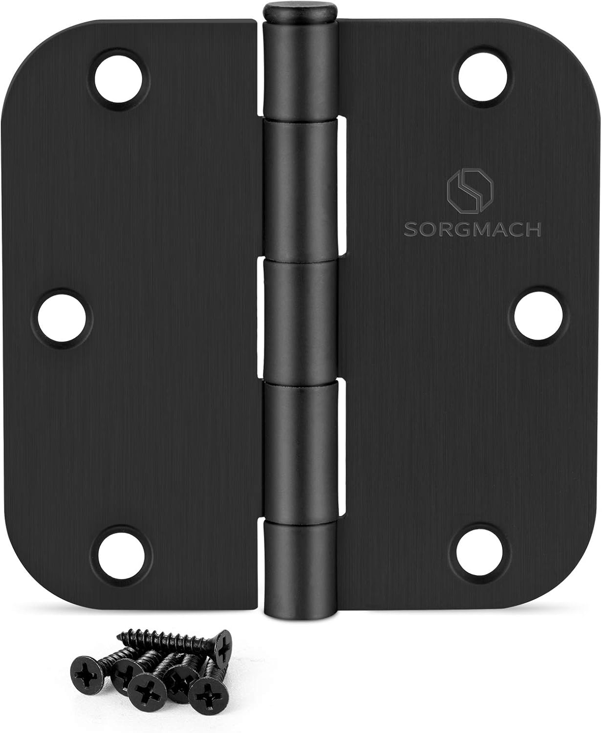 24 Pack Door Hinges 3 1/2 Inch Matte Black 3.5 Inch Interior Hinges 5/8" Radius Round Door Hinge 3 1/2 Inch Iron Hinge 3 ½"x 3 ½" Door Hardware