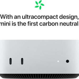 Apple 2024 Mac mini Desktop Computer with M4 chip with 10‑core CPU and 10‑core GPU: Built for Apple Intelligence, 16GB Unified Memory, 256GB SSD Storage, Gigabit Ethernet. Works with iPhone/iPad