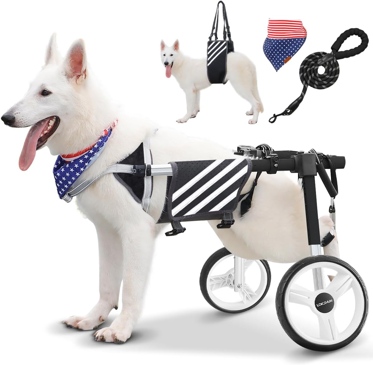 Large Dog Wheelchair for Back Legs with Multi-Function Pet Lift, Wheelchair for Dogs Thickened, Adjustable Back Leg Dogs Wheel Chair, Dog Carts with Wheels for Disabled Hind Legs (Black-XXL)