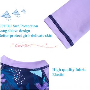 UMELOK - Bañador de una pieza para niñas con manga larga, camiseta térmica con protección UV