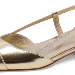 Slingback Flats for Women Two Toned Double Strap Block Low Heel Flats Classic Womens Sandals Comfortable Dressy