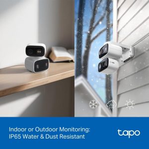 Tapo Cámara de seguridad de 2K 3MP con lente dual para interiores/exteriores con inclinación/rotación – Ángulo amplio de 125° + Telefoto de 6mm, detección gratuita de personas/vehículos, vista de 360°