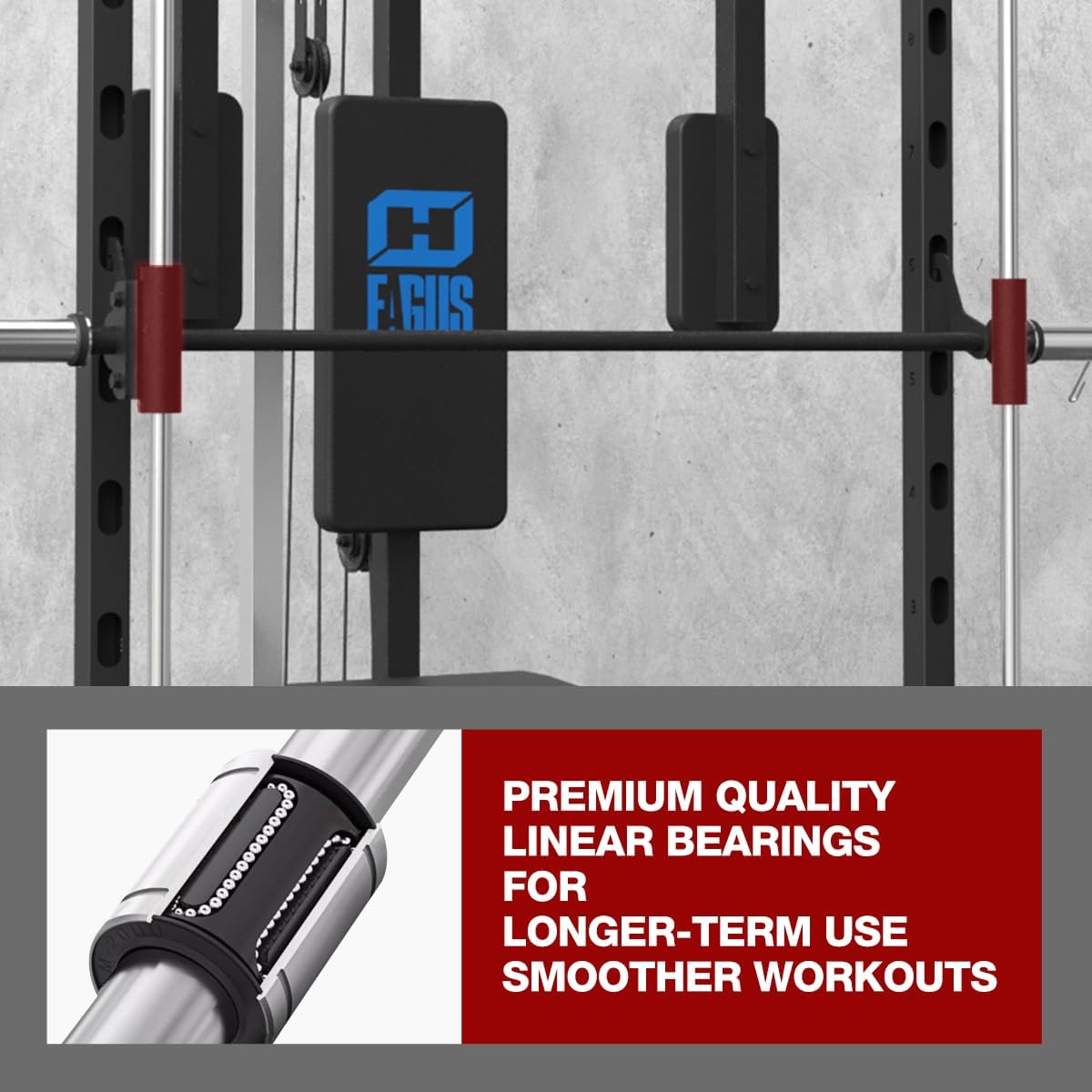 FAGUS Smith Machine Home Gym Power Cage with Pulley System, Space Saving Design Squat Rack with Full Body Strength Training Attachments, PEC Station & Fixed Cable Crossover Optional