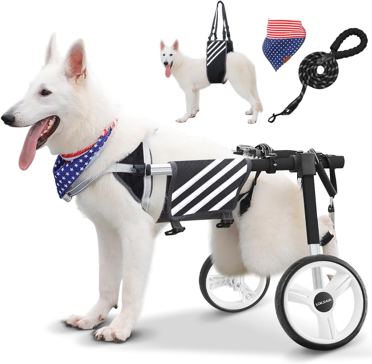 Large Dog Wheelchair for Back Legs with Multi-Function Pet Lift, Wheelchair for Dogs Thickened, Adjustable Back Leg Dogs Wheel Chair, Dog Carts with Wheels for Disabled Hind Legs (Black-XXL)