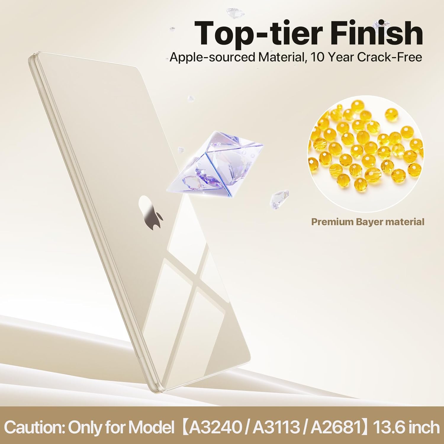 Compatible con Funda para MacBook Air de 13 pulgadas, Carcasa Transparente Cristalina, Se Adapta a Modelos 2022-2025 M4/M3/M2 A3240 A3113 A2681, Diseño Transparente a Juego de Color para Todos