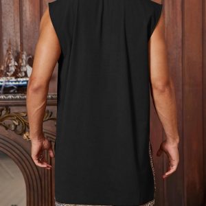 Runcati Mens Medieval Costume Pirate Renaissance Sleeveless Tunic Knight Viking Halloween LARP Shirts