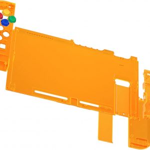 eXtremeRate DIY Replacement Shell Buttons for Nintendo Switch, Back Plate for Switch Console, Housing with Colorful Buttons for Joycon Handheld Controller - Clear Orange [No Electronics Parts]