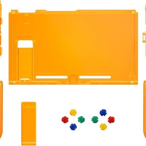 eXtremeRate DIY Replacement Shell Buttons for Nintendo Switch, Back Plate for Switch Console, Housing with Colorful Buttons for Joycon Handheld Controller - Clear Orange [No Electronics Parts]