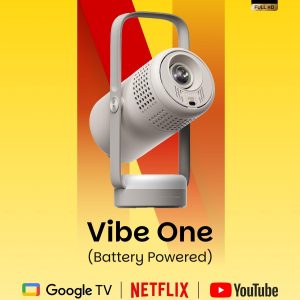 XGIMI Vibe One - Proyector portátil inteligente de 1080P alimentado por batería, Google TV con Netflix con licencia, sonido de JBL, batería incorporada, enfoque automático Keystone, proyector de