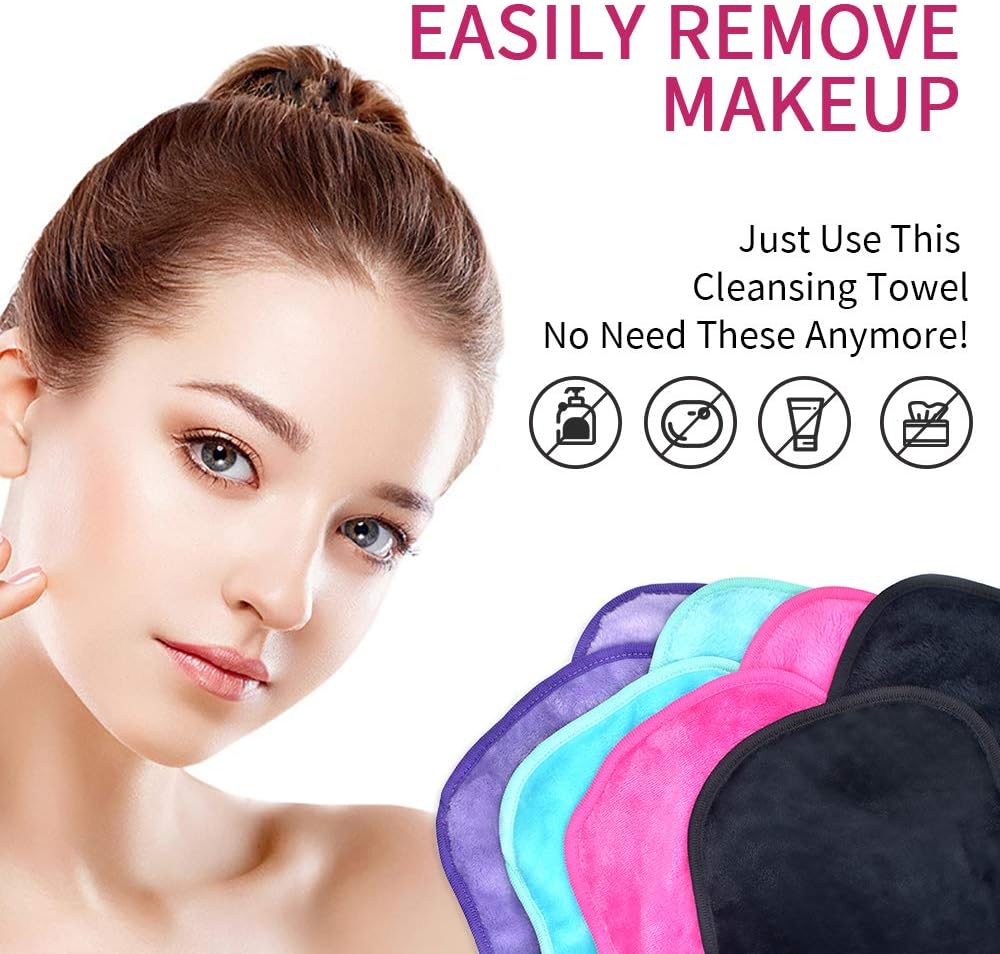 UWEME Paños removedores de maquillaje, 4 unidades: paño reutilizable de microfibra de secado rápido, toallas faciales para mujeres