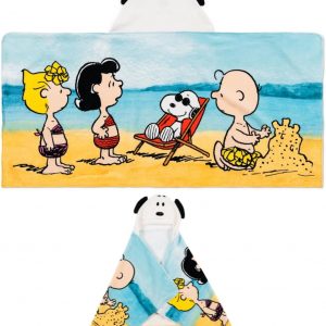 Peanuts Snoopy Toalla con capucha de algodón súper suave para niños, para baño/piscina/playa, 24 x 50 pulgadas, (Producto oficialmente licenciado) de Franco