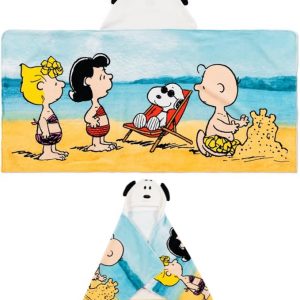 Peanuts Snoopy Toalla con capucha de algodón súper suave para niños, para baño/piscina/playa, 24 x 50 pulgadas, (Producto oficialmente licenciado) de Franco