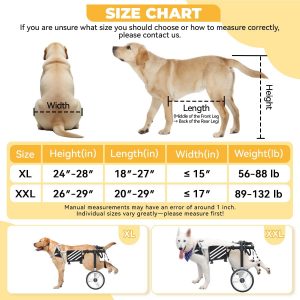 Large Dog Wheelchair for Back Legs with Multi-Function Pet Lift, Wheelchair for Dogs Thickened, Adjustable Back Leg Dogs Wheel Chair, Dog Carts with Wheels for Disabled Hind Legs (Black-XXL)