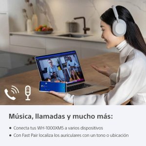 Sony WH-1000XM5 - Auriculares inalámbricos con cancelación de ruido, duración de la batería de 30 horas, estilo sobre la oreja, optimizados para Alexa y Google Assistant, micrófono integrado para
