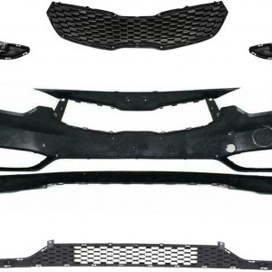 MGWILL Kit de cubierta de parachoques delantero compatible con Kia Forte LX EX Sedan Korea 2014 2015 2016 construido con parrilla superior y luces antiniebla, juego de cuerpo completo