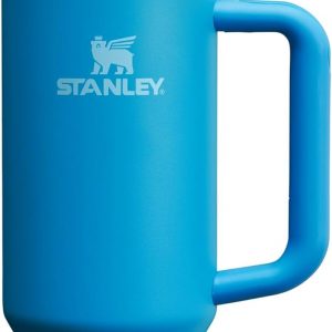 Stanley Quencher H2.0 - Vaso de acero inoxidable con asa, pajilla y tapa FlowState giratoria de 3 posiciones; aislamiento térmico, sin BPA; apto para portavaso para viaje; 30 oz, azul (Azure)