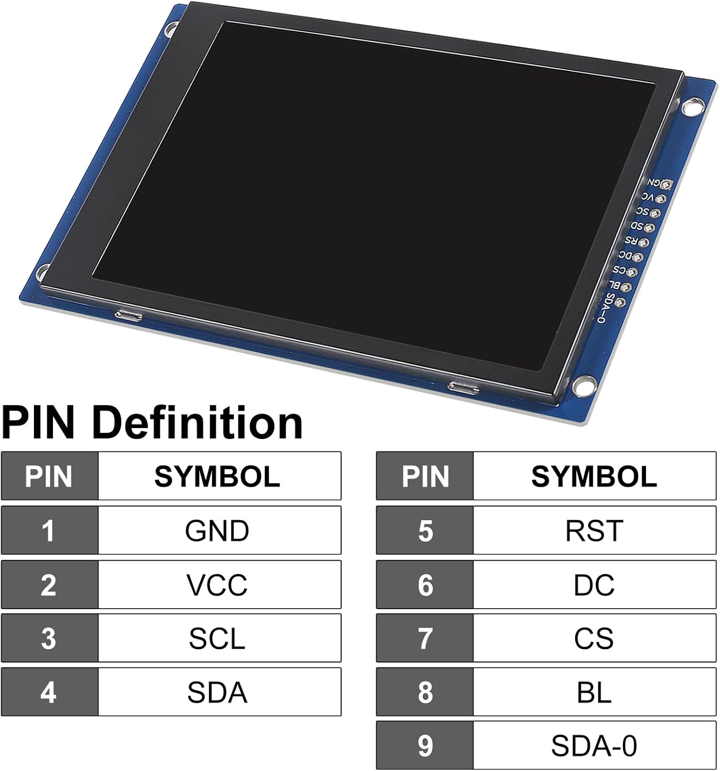 2 unids 3.5 "SPI TFT LCD módulo de pantalla 320x480 RGB LCD 3.3 V ST7796 unidad SPI interfaz 8pin a todo color para Arduino DIY