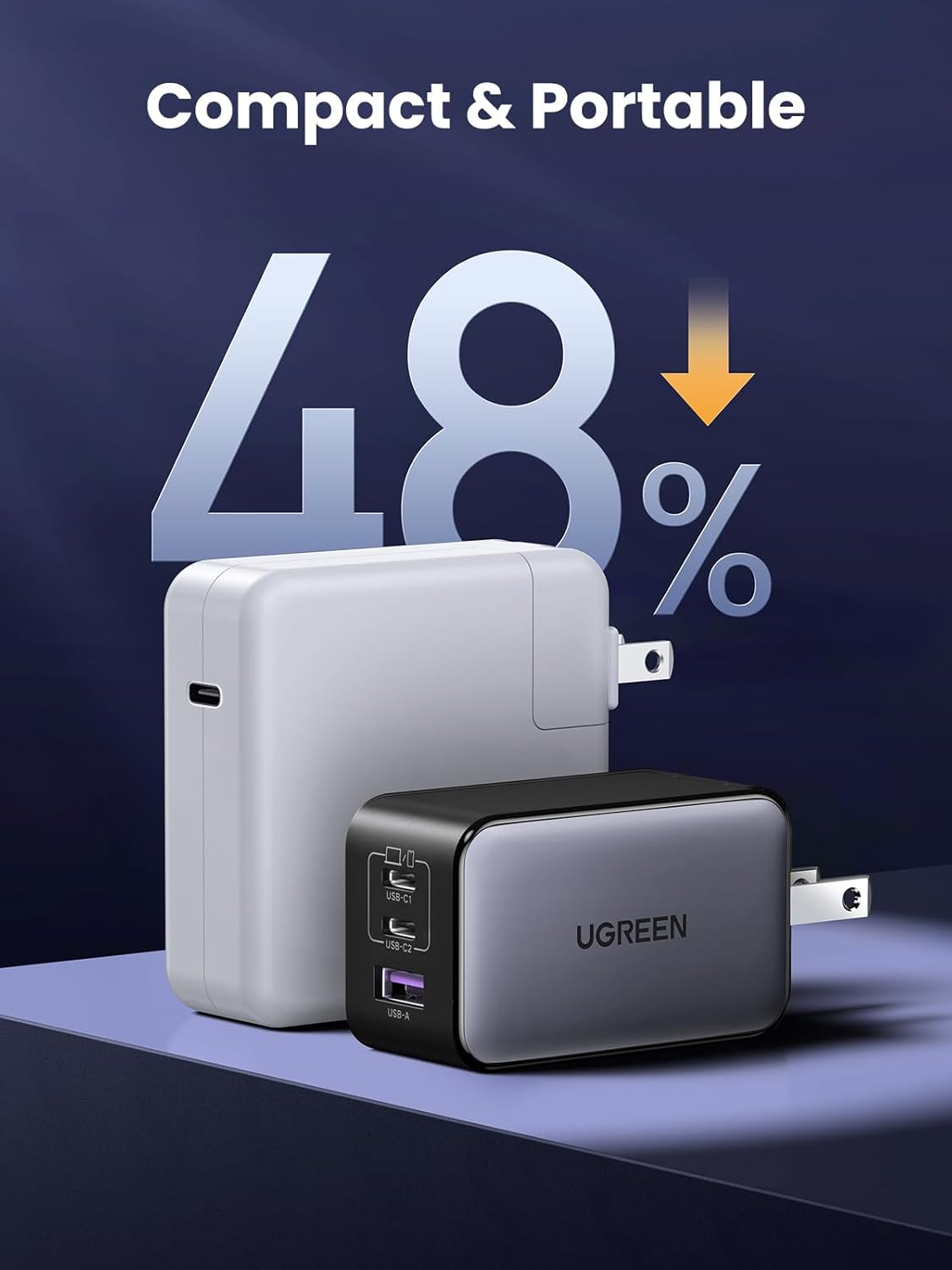 UGREEN Nexode 65W GaN USB C Wall Charger, 3-Port Compact Foldable Fast Charger Power Adapter for iPhone 17/16/15 Series, Galaxy S25/S24, Pixel 10/9, MacBook Pro/Air, Dell XPS, iPad Pro (Black)