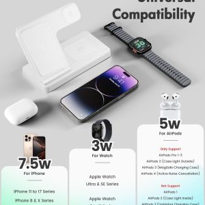 Estación de carga del cargador inalámbrico: Soporte de cargador 3 en 1, múltiples dispositivos para Apple - iPhone 17 16e 16 15 14 Pro Max 13 12 11 - Watch 10 9 8 7 6 5 4 3 2 SE y Ultra Series