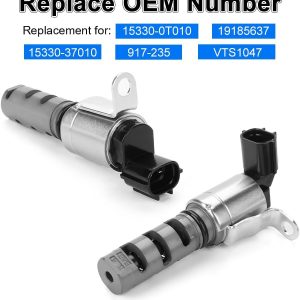 2PCS Engine Variable Valve Timing (VVT) Solenoid Intake Exhaust Compatible with Lexus ES300h GS200t Toyota Avalon Camry Corolla Highlander Scion iM tC Replacement for 15330-0T010 19185637