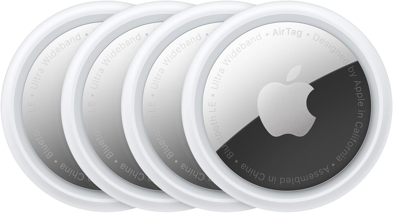 Apple AirTag 4 Pack. Mantén un seguimiento y encuentra tus llaves, cartera, equipaje, mochila y más. Configuración simple con un toque con iPhone o iPad