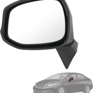 Reemplazo del lado izquierdo del conductor del espejo de la puerta para Honda Civic 2012-2015, reemplazo HO1320261 negro 3 pines