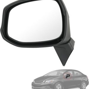 Reemplazo del lado izquierdo del conductor del espejo de la puerta para Honda Civic 2012-2015, reemplazo HO1320261 negro 3 pines